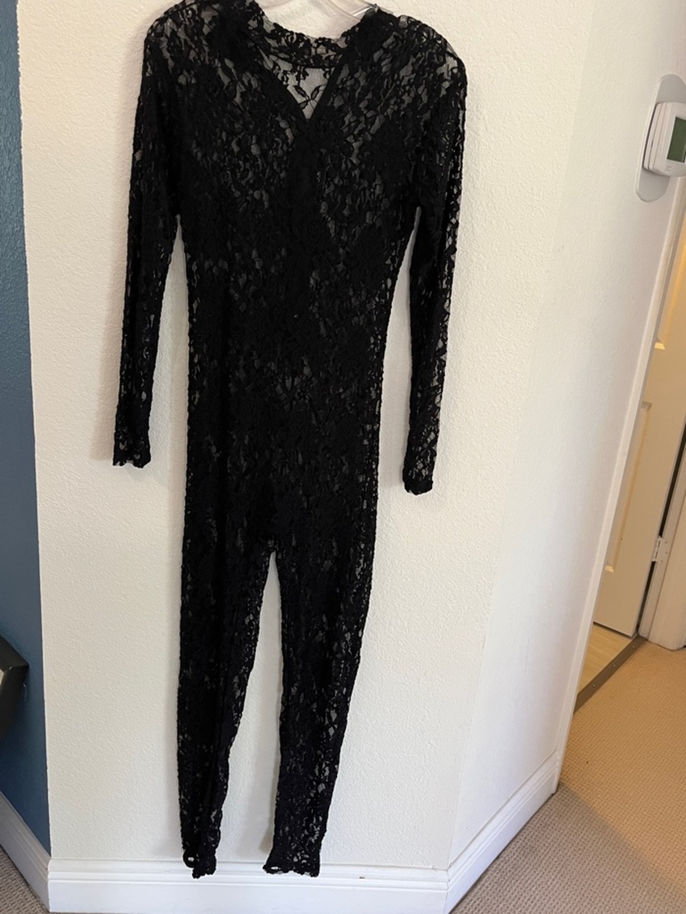 Black Lace Long-Sleeve Jumpsuit